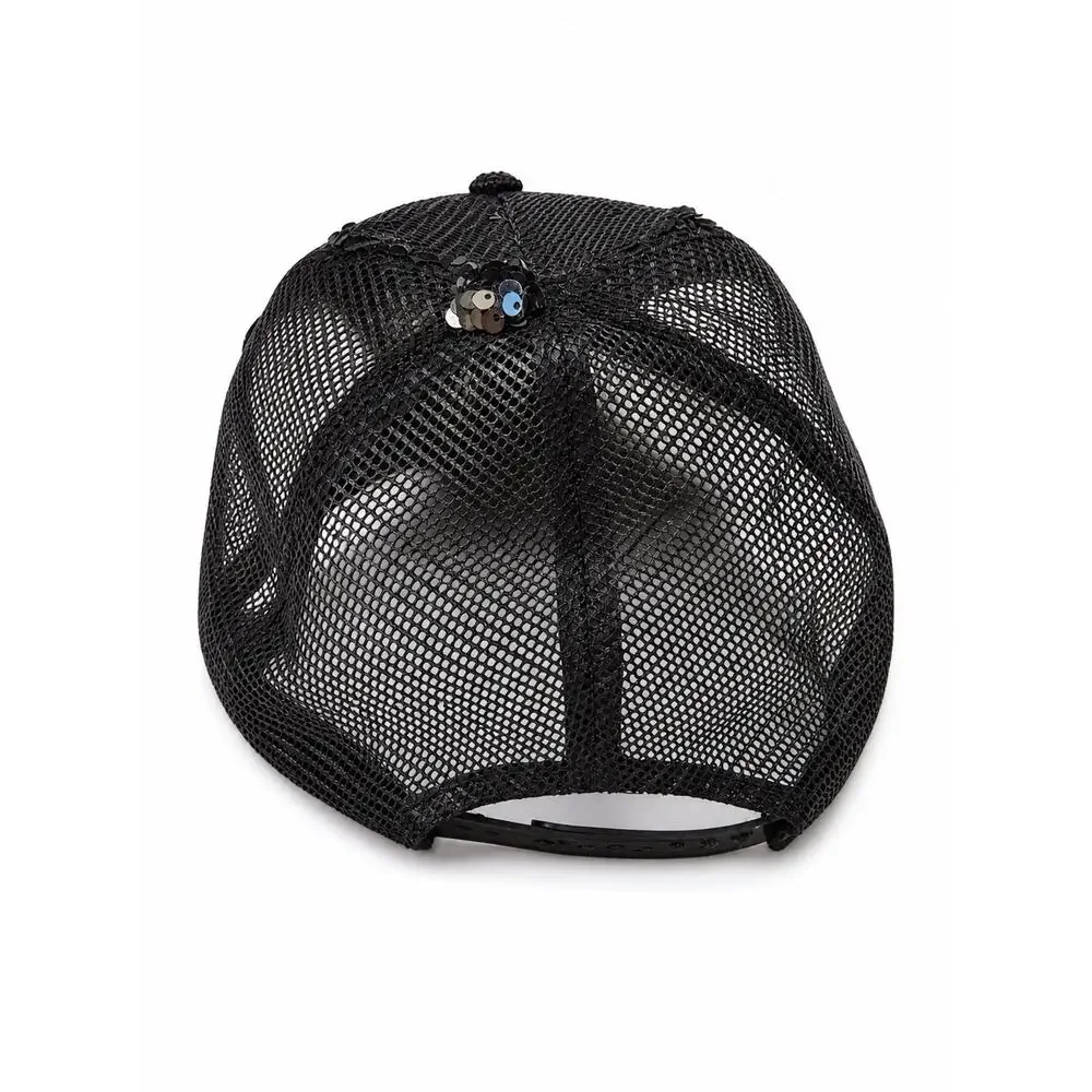 myBasic Reversible Sequin Trucker Hat Black Silver Mesh Snapback
